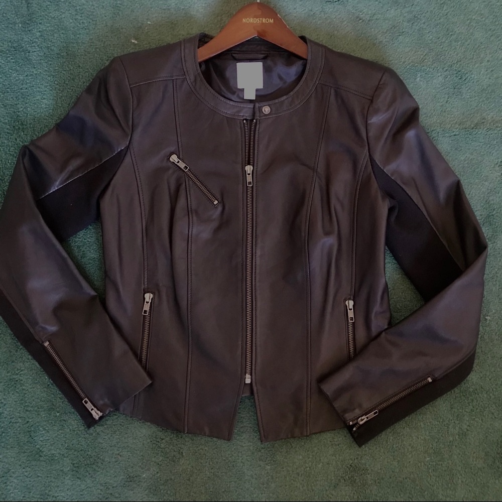 Halogen genuine leather jacket